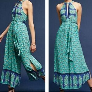 Plenty by Tracy Reese | halter neck wide leg jumpsuit green Sz Small Petite